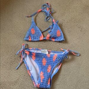 Blue and Orange Bikini Set